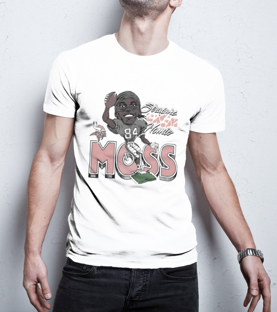 Moss Minnesota Vikings Straight Cash Homie Football Caricature T-Shirt