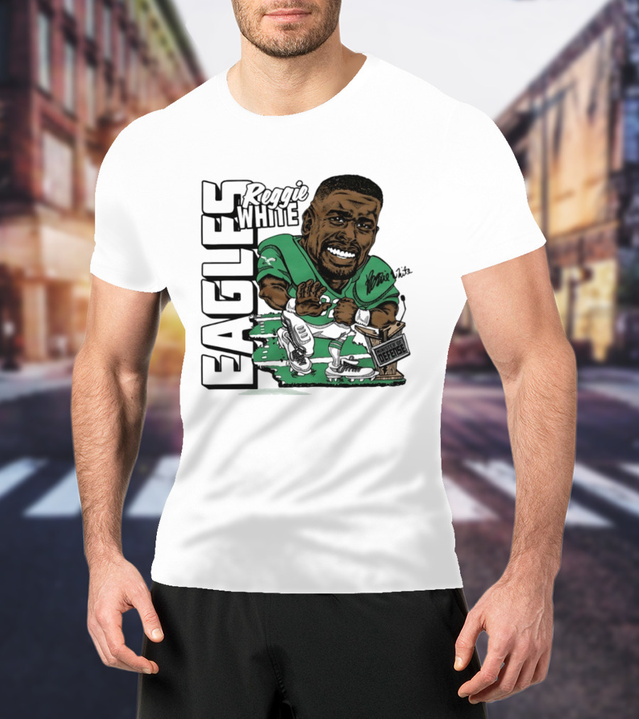 Reggie White Philadelphia Eagles Caricature Art NFL Legendary Player T-Shirt