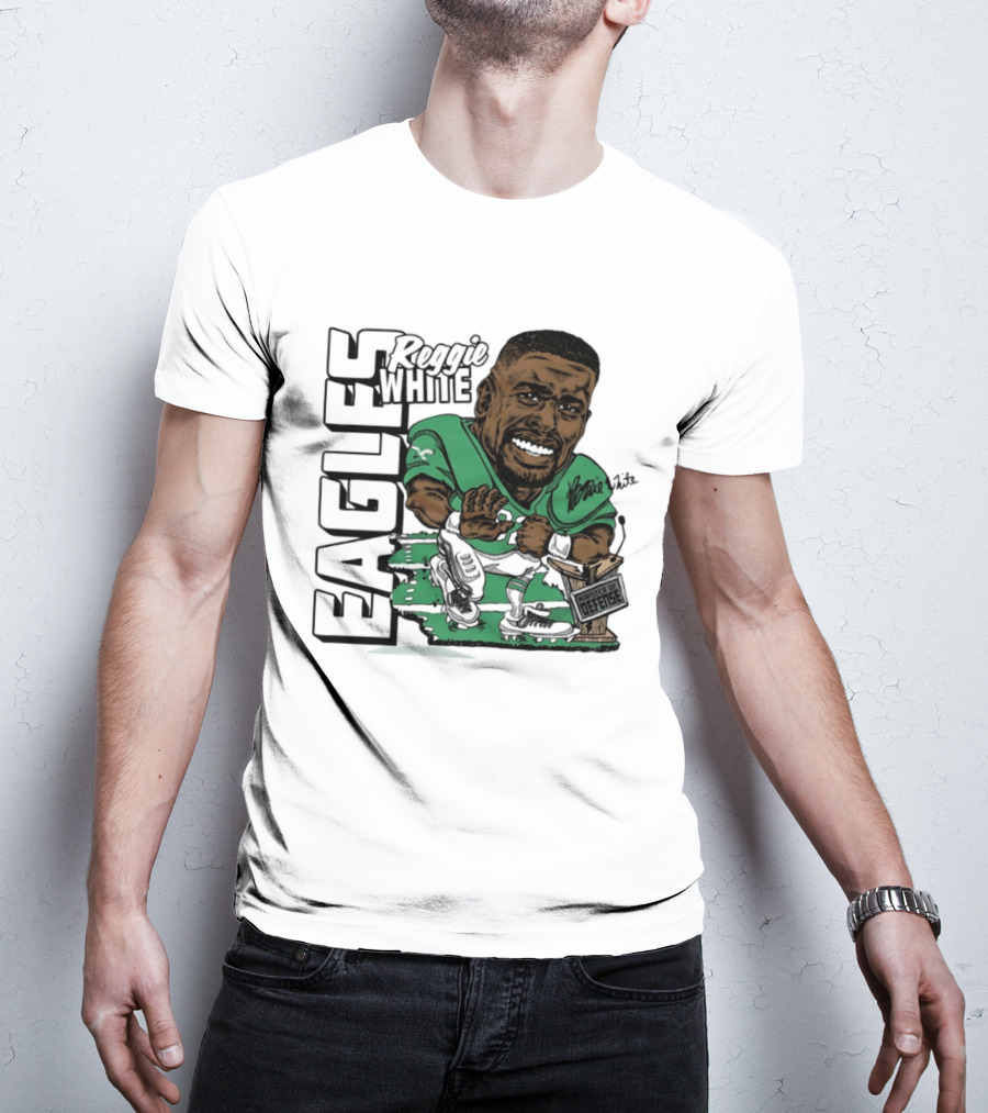 Reggie White Philadelphia Eagles Caricature Art NFL Legendary Player T-Shirt