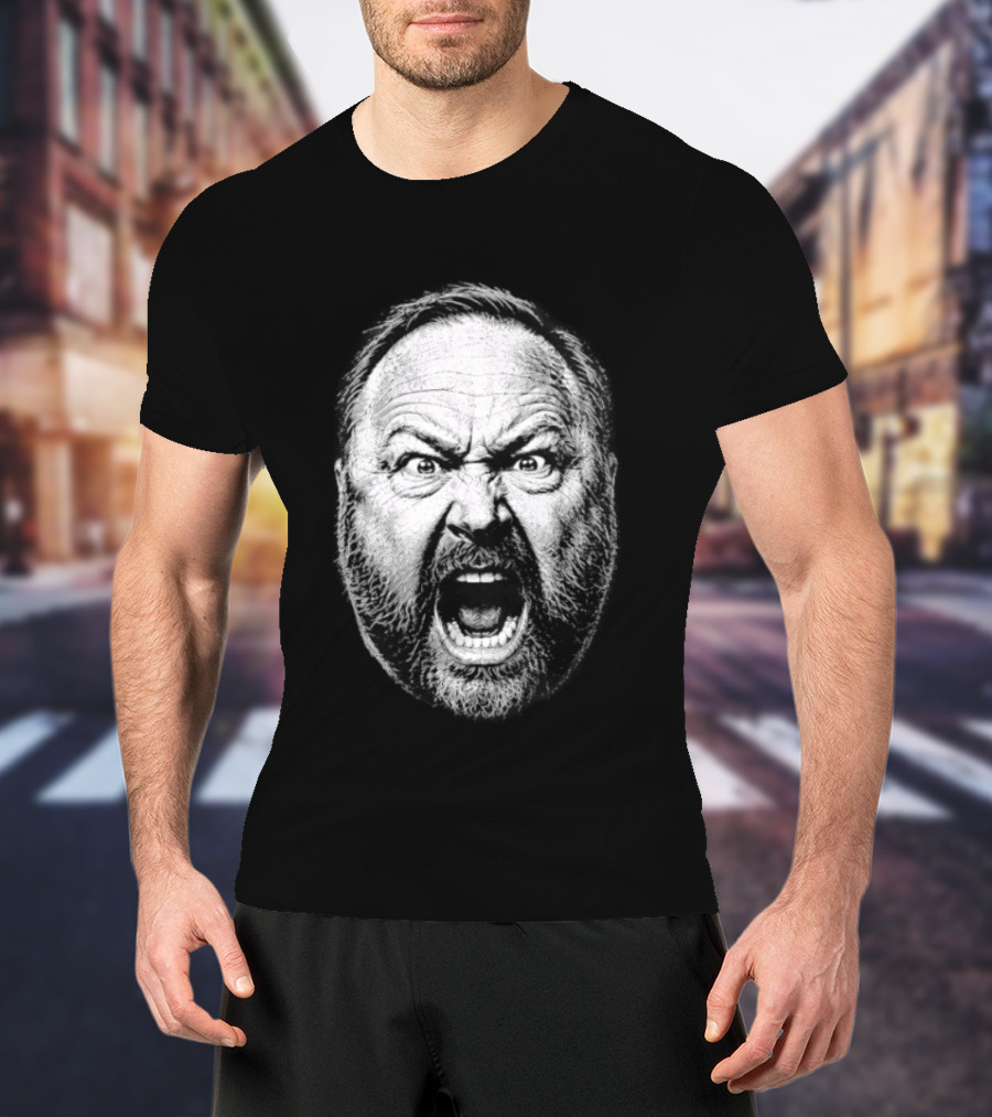 Alex Jones Intense Expression Battle Cry T-Shirt