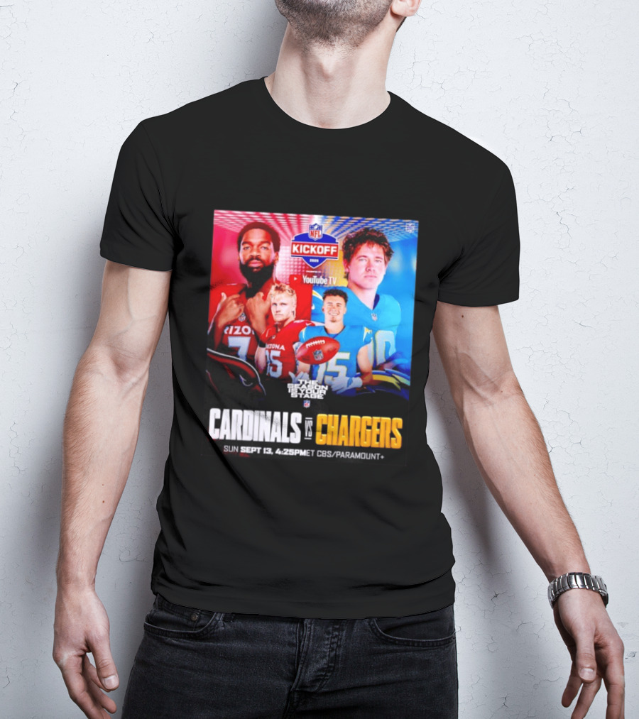Cardinals Vs Chargers NFL Kickoff 2026 YouTube TV CBS Paramount September 13 T-Shirt
