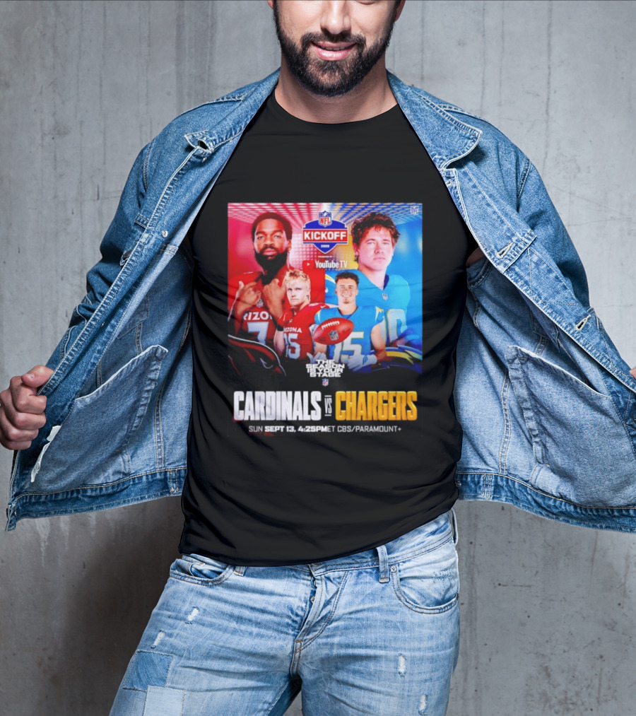 Cardinals Vs Chargers NFL Kickoff 2026 YouTube TV CBS Paramount September 13 T-Shirt
