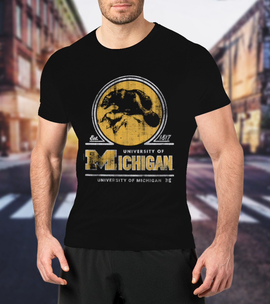 University Of Michigan Est 1817 Wolverine Michigan Wolverines Map T-Shirt
