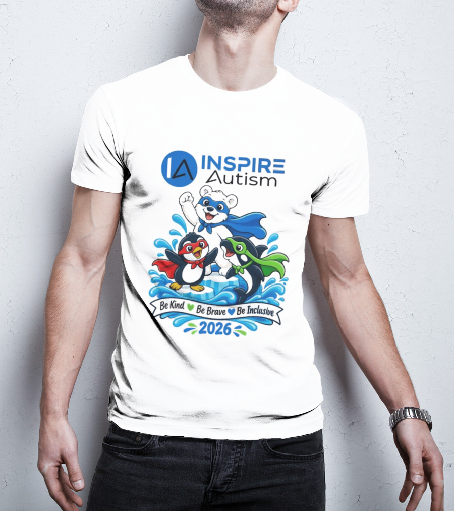 Inspire Autism Hero Walk 2026 Be Kind Brave Inclusive T-Shirt