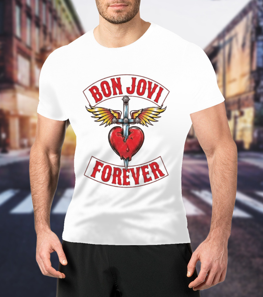 Bon Jovi Forever Heart Dagger Wings T-Shirt