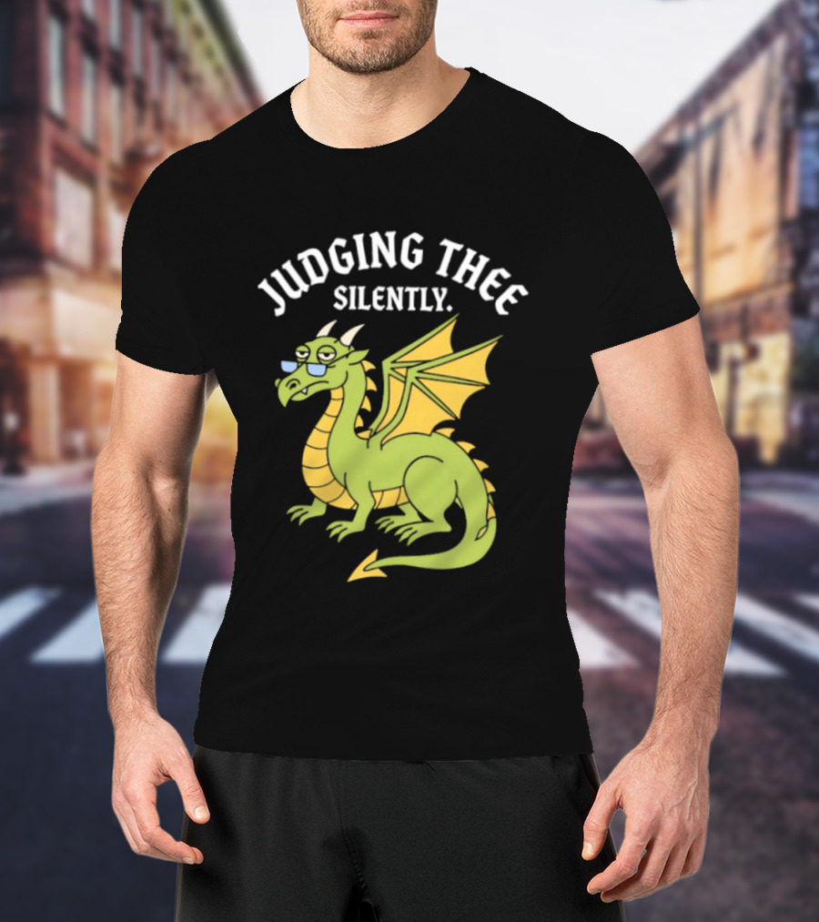 Judging Thee Silently Dragon With Sunglasses T-Shirt