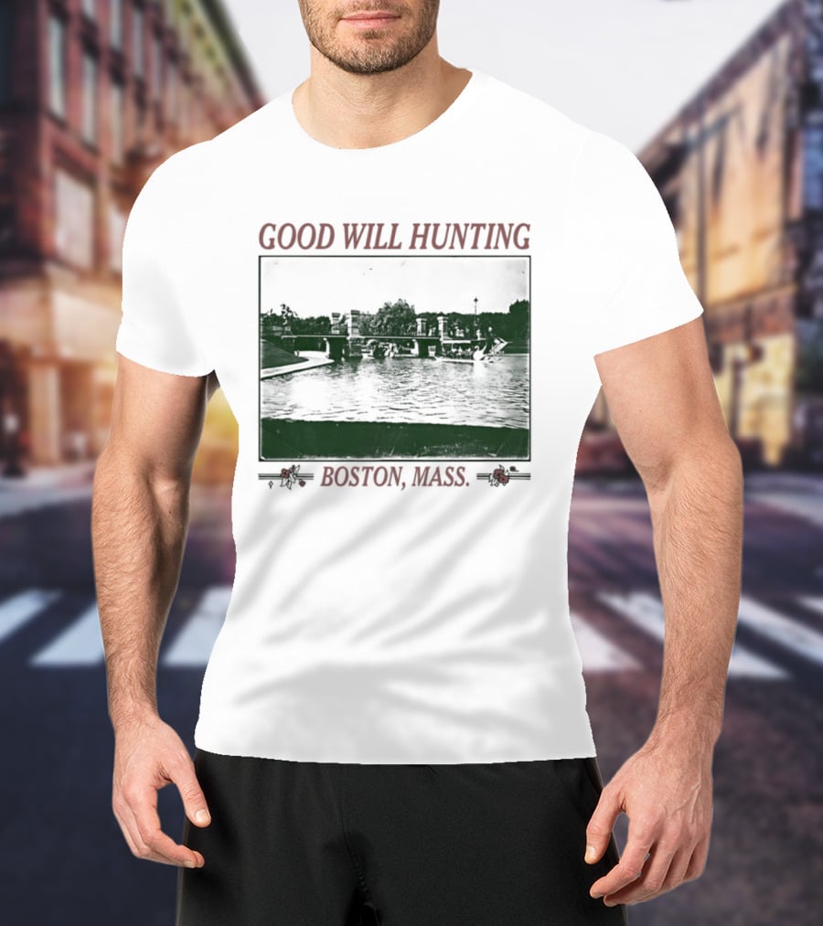 Good Will Hunting Boston Mass Matt Damon Urban River Scene T-Shirt