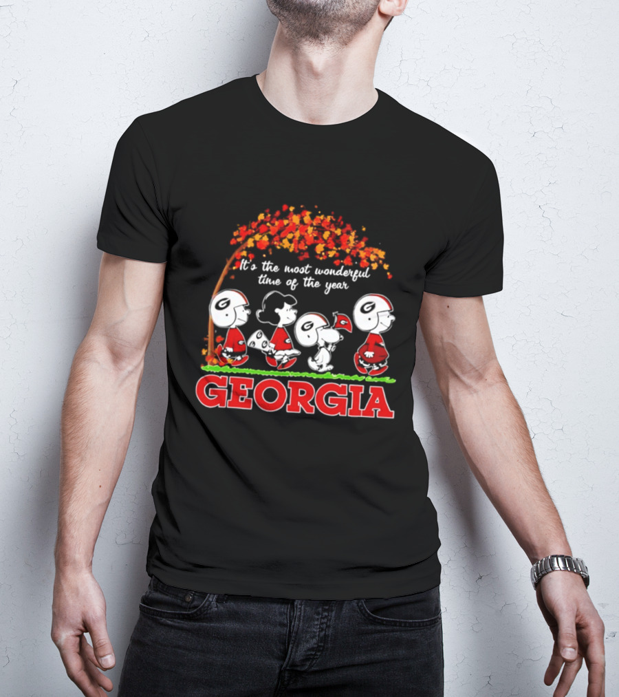 Peanuts Georgia Bulldogs Fall Halloween It's The Most Wonderful Time Of The Year T-Shirt