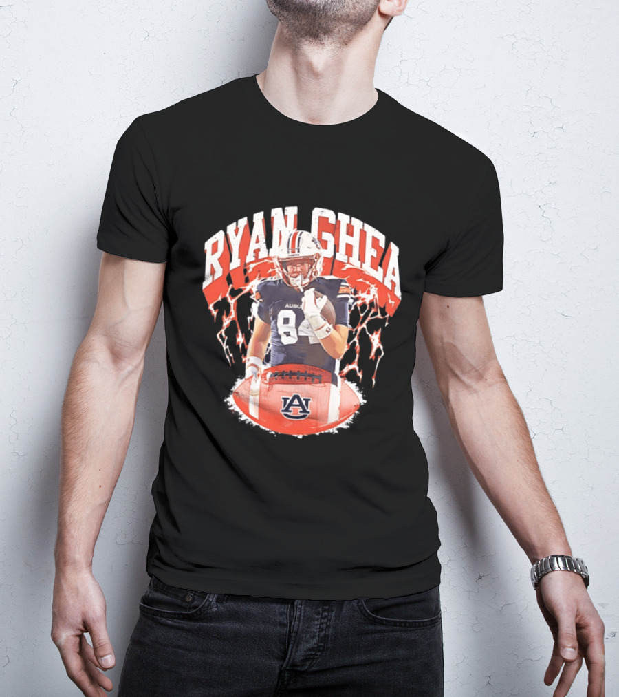 Ryan Ghea Auburn Tigers Football Lightning Bold Number 84 T-Shirt