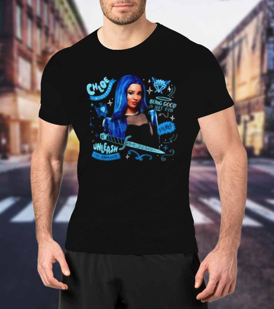 Chloe Wonderland Being Good Is Not Fun Unleash The Darkness Bold Blue Fantasy T-Shirt