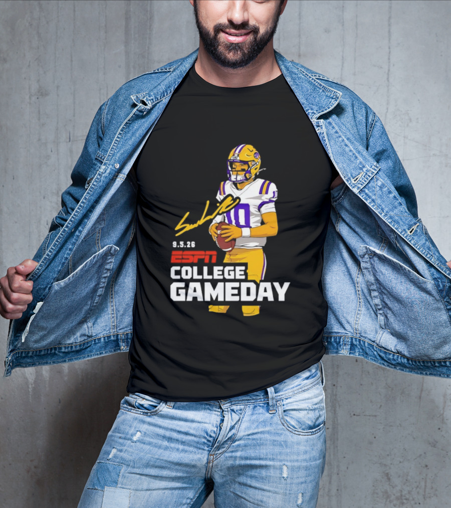 Sam Leavitt 9 3 26 ESPN College Gameday LSU Tigers Football T-Shirt