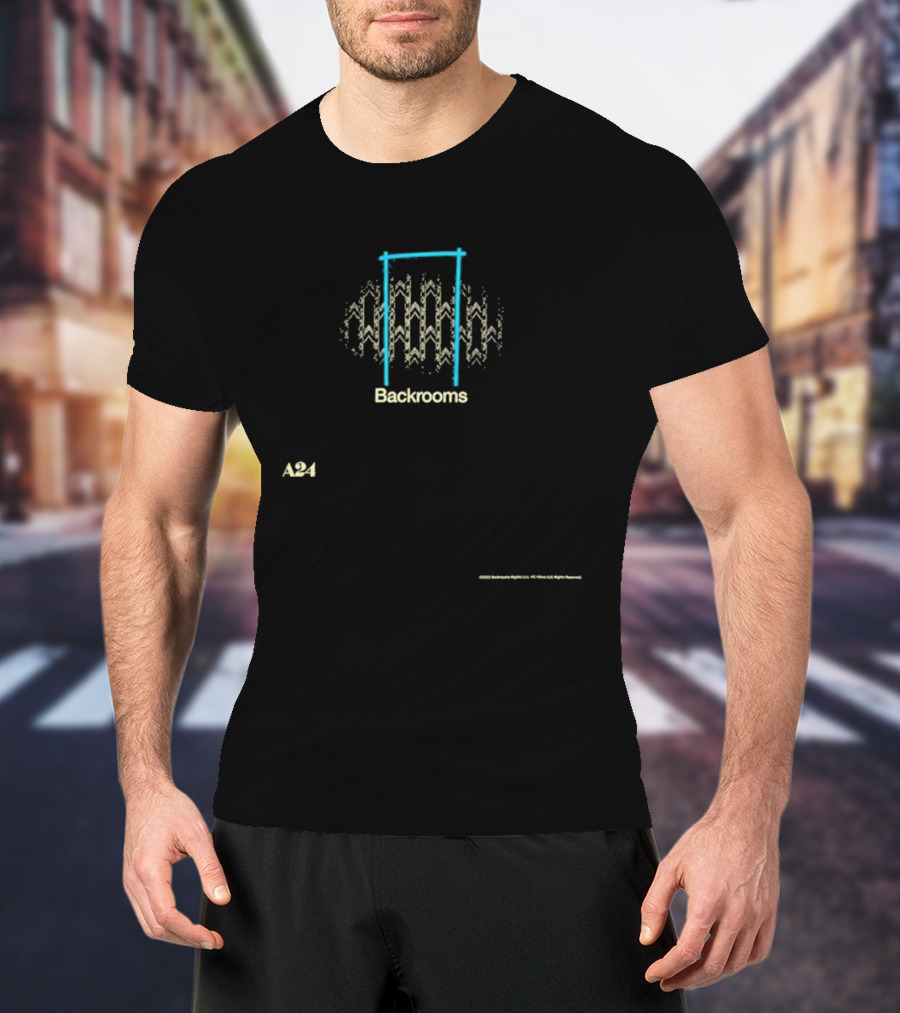 A24 Backrooms Hideo Kojima Inspired Concept With Abstract Doorway And Zigzag T-Shirt