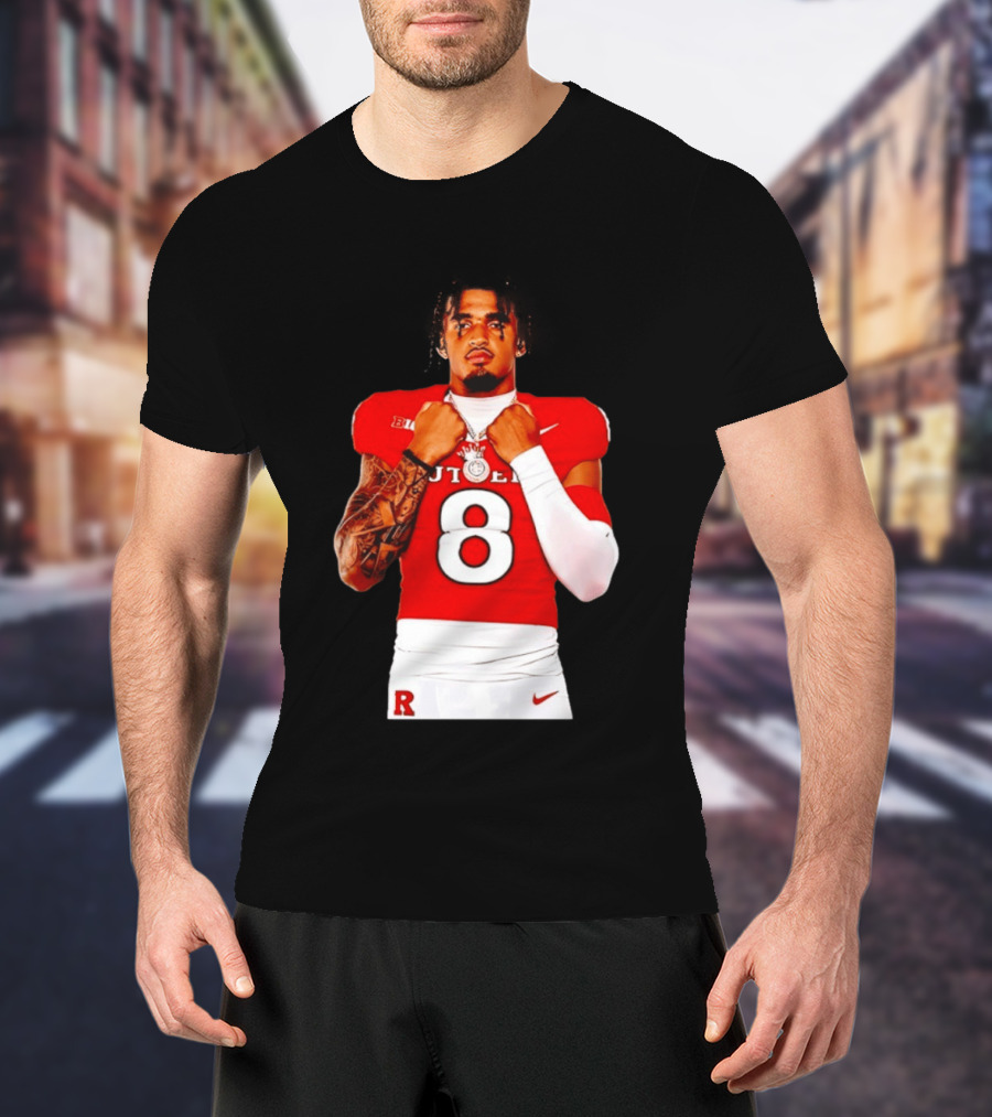 KJ Duff Rutgers Scarlet Knights Football Number 8 NCAA Moment T-Shirt