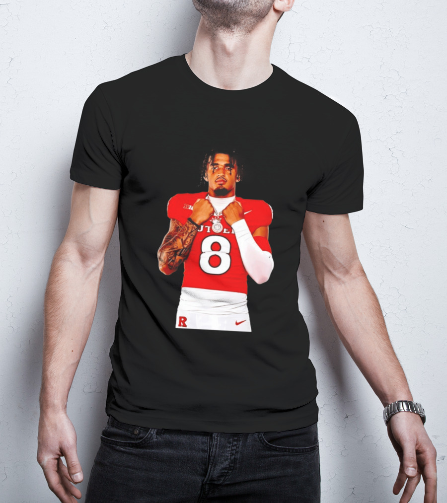 KJ Duff Rutgers Scarlet Knights Football Number 8 NCAA Moment T-Shirt