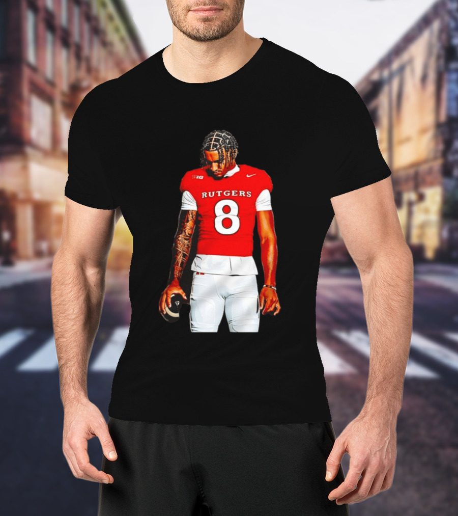 KJ Duff Number 8 Rutgers Scarlet Knights NCAA Football Player Nike Jersey T-Shirt