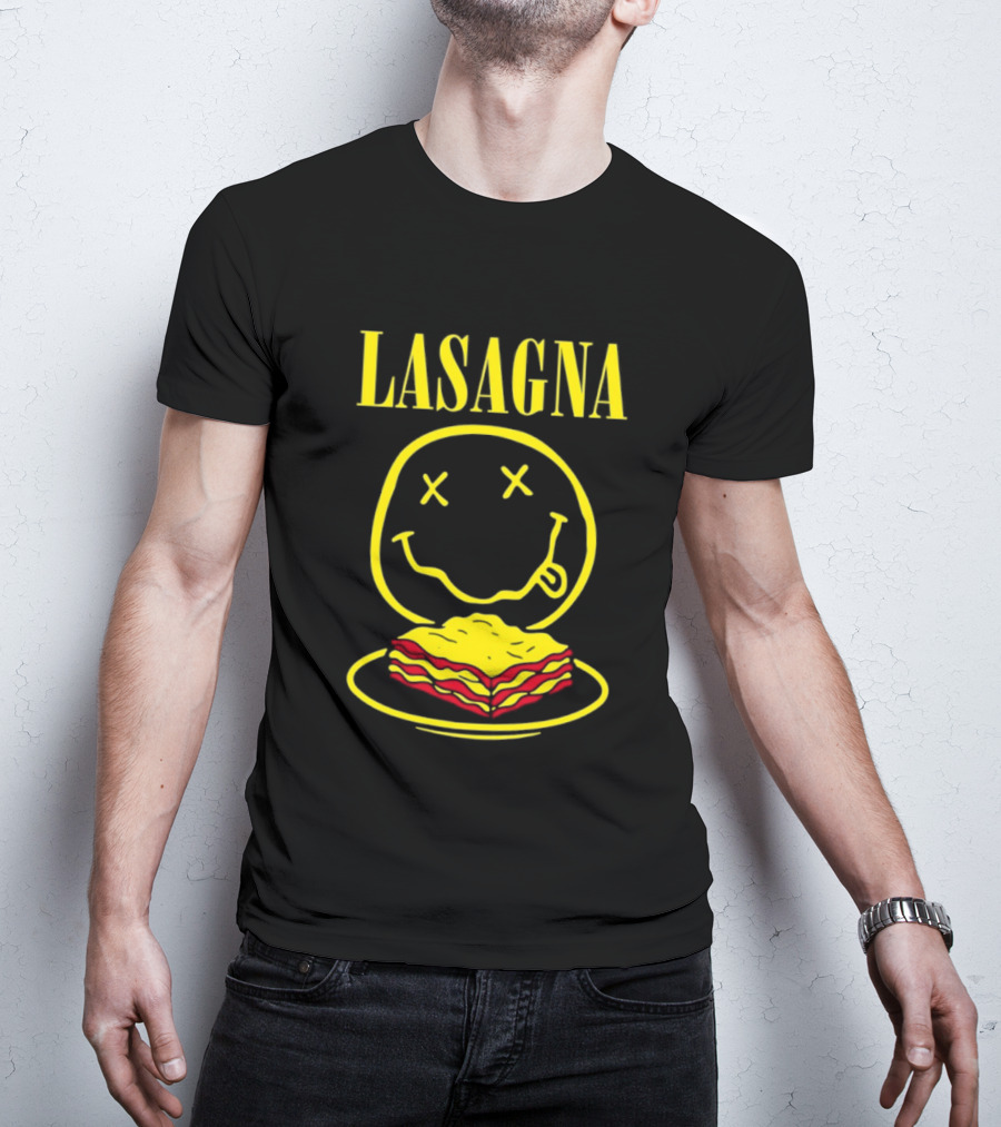 Lasagna Smiley Face Grunge Band Nirvana T-Shirt