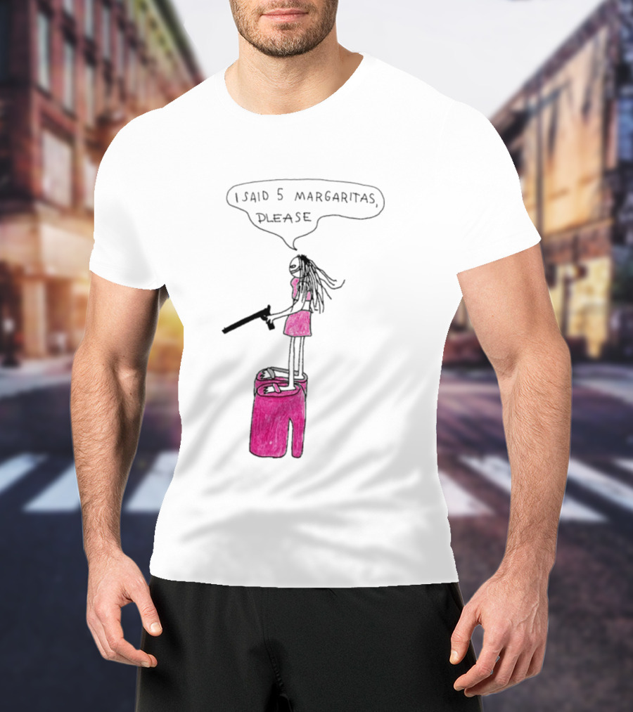 I Said 5 Margaritas Please Funny Stick Figure Woman On Chair T-Shirt