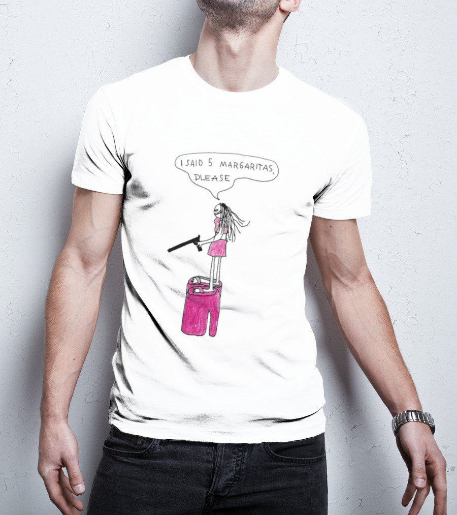 I Said 5 Margaritas Please Funny Stick Figure Woman On Chair T-Shirt