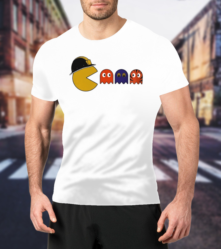 Pacman Hard Hat Ghosts Retro Gaming T-Shirt