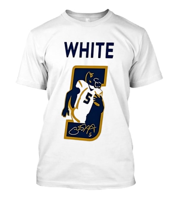 West Virginia Mountaineers Pat White Number 5 Signature 2026 T-Shirt