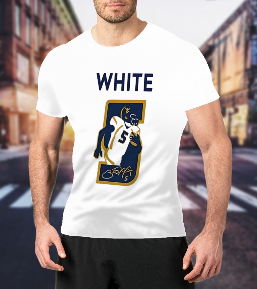 West Virginia Mountaineers Pat White Number 5 Signature 2026 T-Shirt