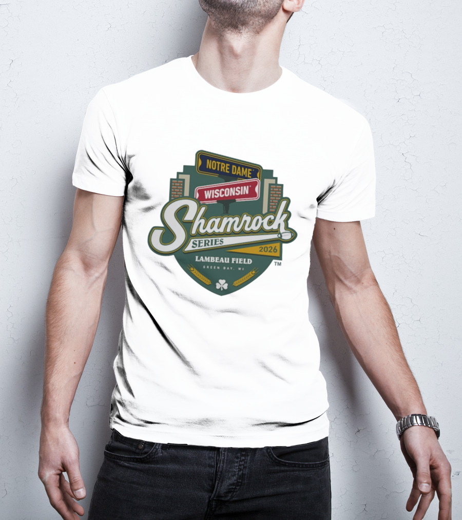Notre Dame Wisconsin Shamrock Series 2026 Lambeau Field Green Bay WI T-Shirt