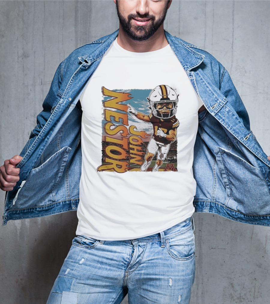 John Nestor Minnesota Golden Gophers Football Player Caricature 17 Football Helmet Minnesota T-Shirt