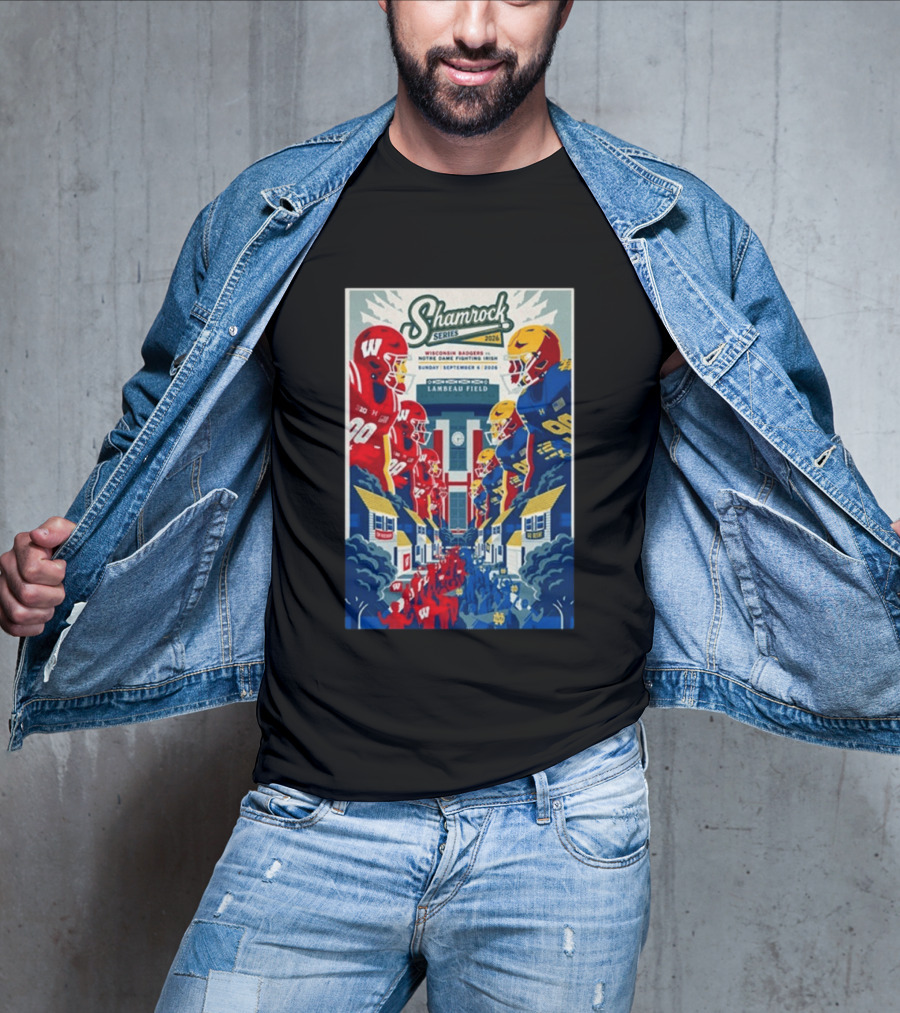 Shamrock Series 2026 Wisconsin Badgers Vs Notre Dame Fighting Irish September 6 Lambeau Field T-Shirt