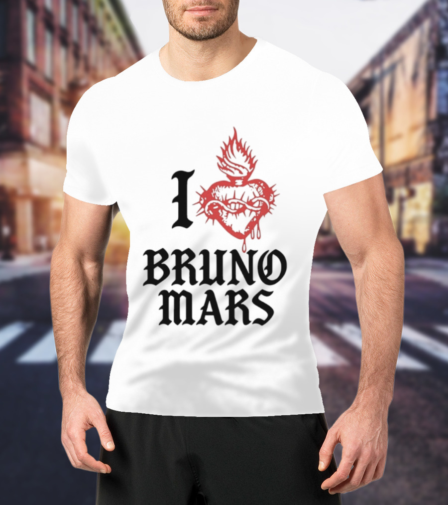 I Heart Bruno Mars Romantic Tour Flame Heart T-Shirt