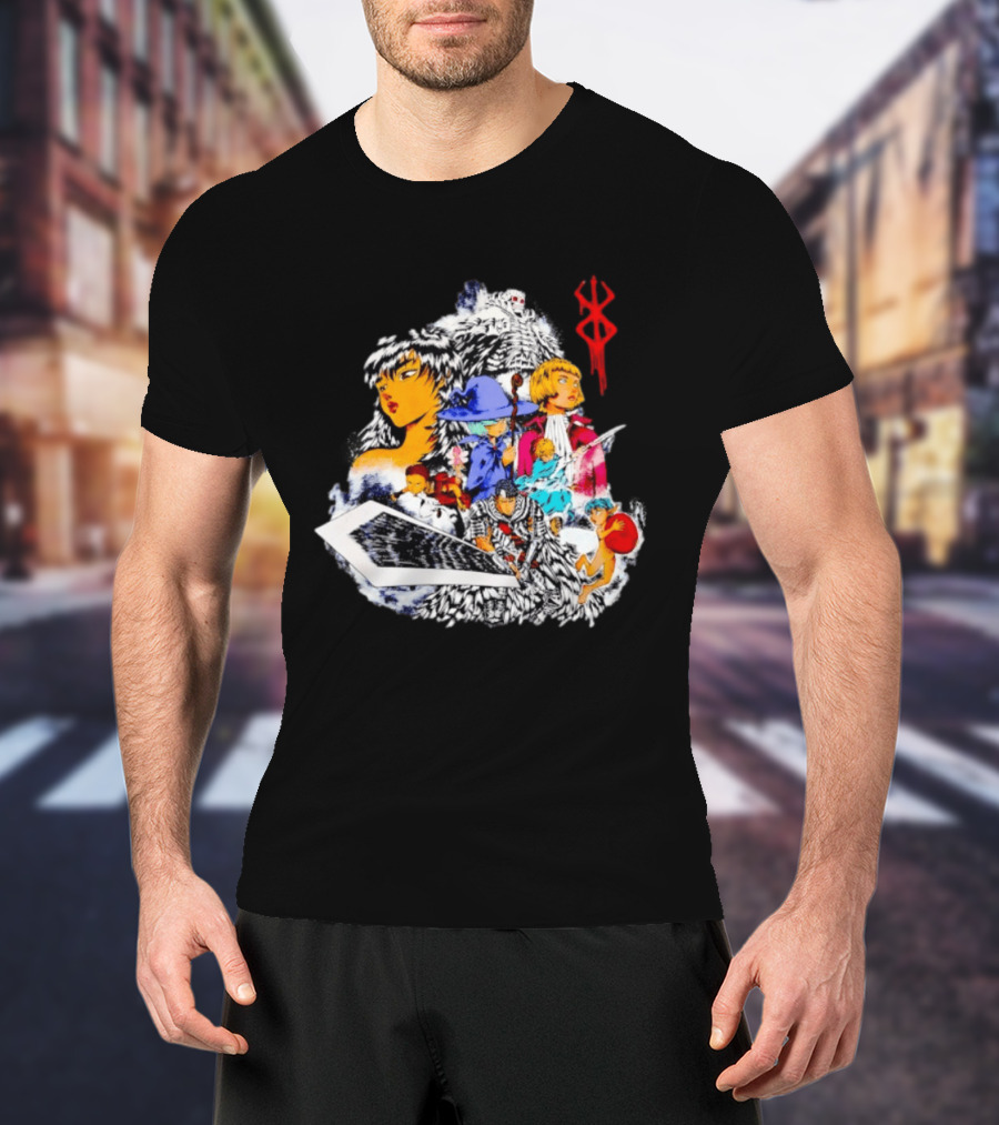 Berserk Guts Griffith Casca Schierke Puck Isidro Farnese Iconic Manga Characters T-Shirt