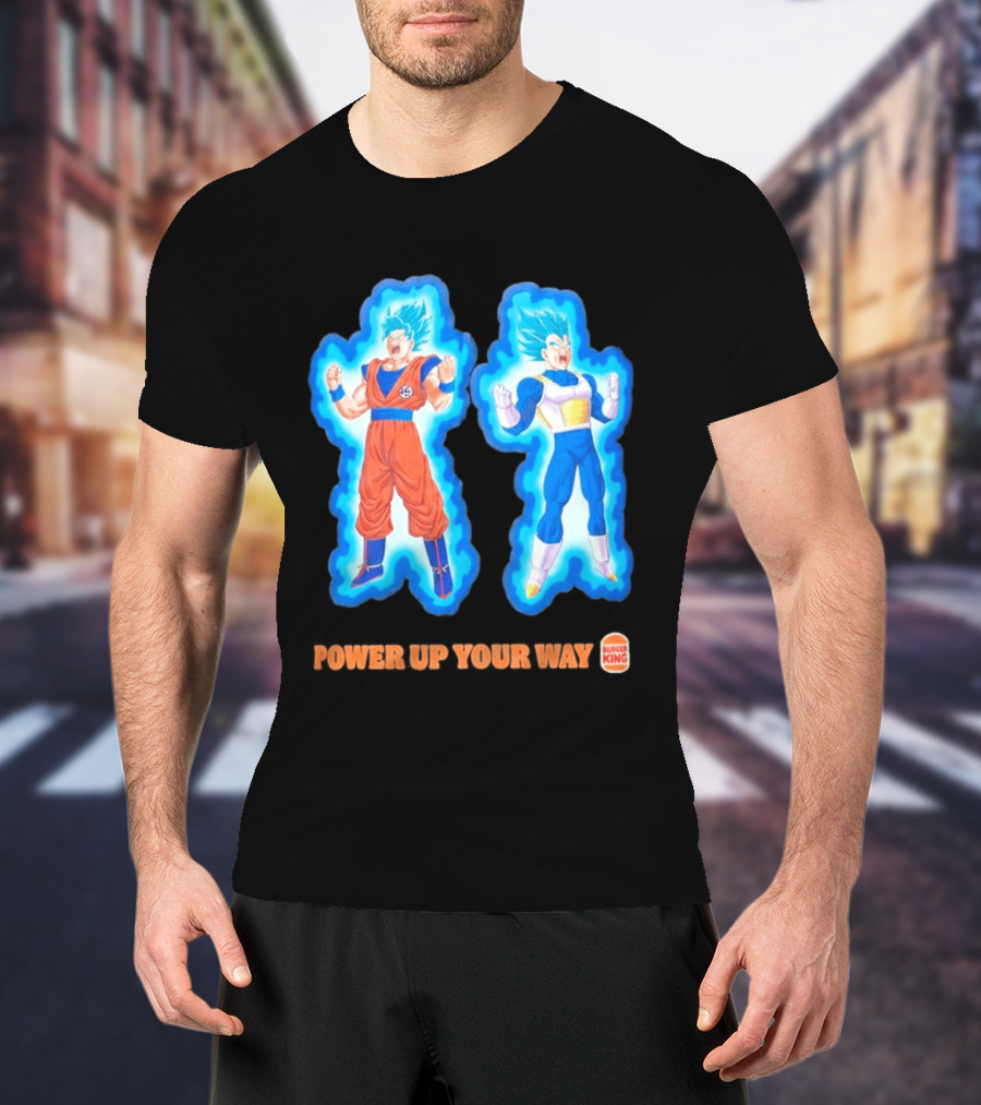 Burger King Dragon Ball Super Power Up Your Way Collaboration Featuring Iconic Saiyan Characters T-Shirt