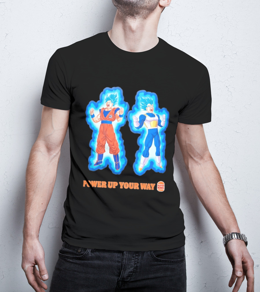 Burger King Dragon Ball Super Power Up Your Way Collaboration Featuring Iconic Saiyan Characters T-Shirt