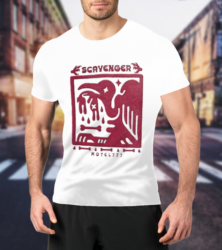 Scavenger Motel 777 Bird Design With Bones And Droplets T-Shirt
