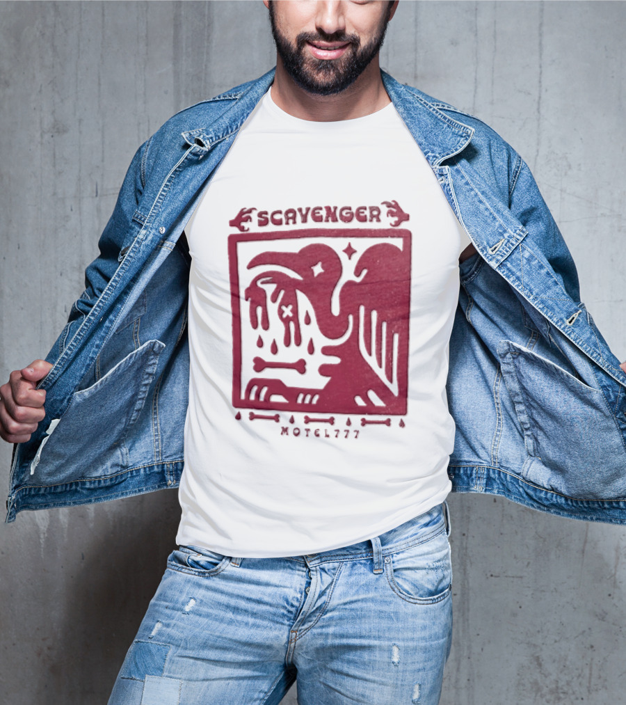 Scavenger Motel 777 Bird Design With Bones And Droplets T-Shirt