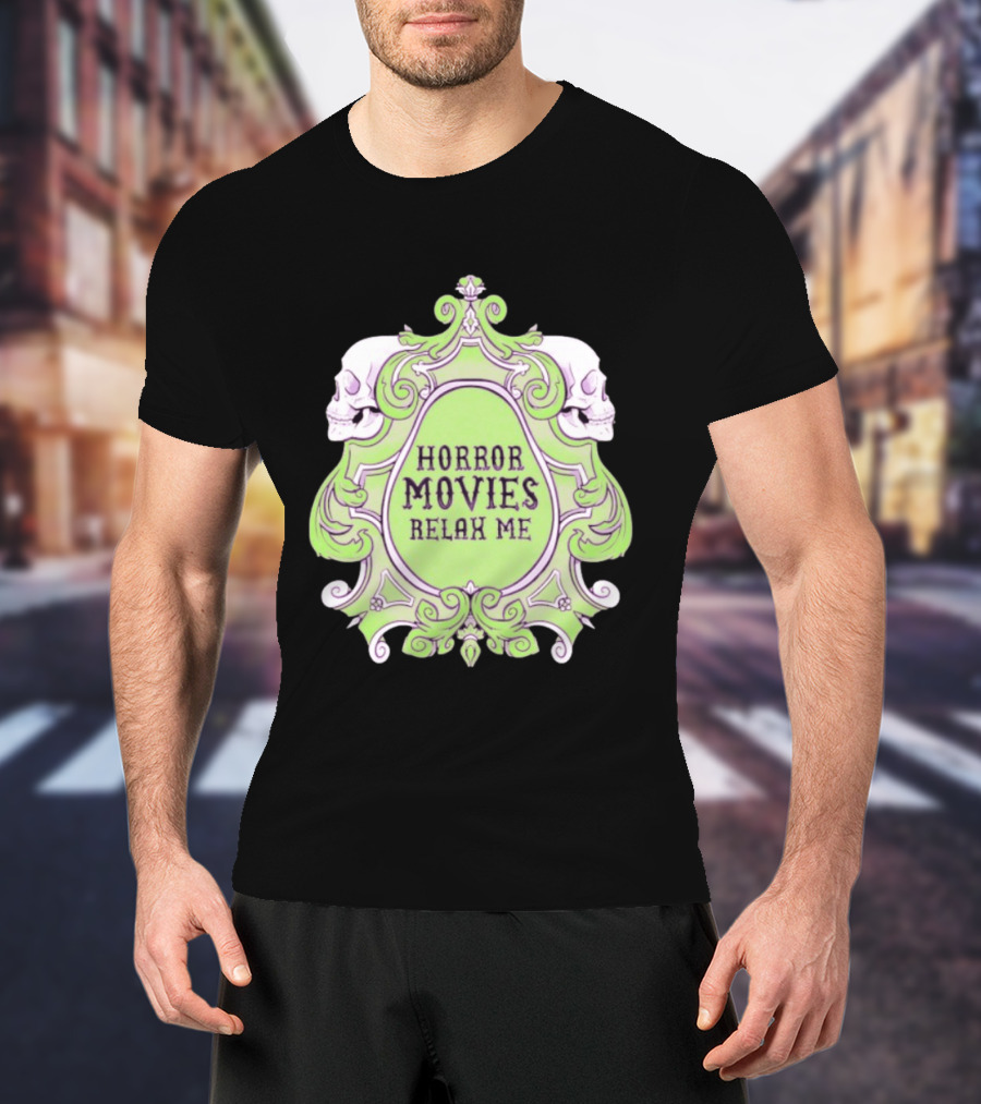 Horror Movies Relax Me Spooky Aesthetic Skulls Gothic Frame T-Shirt