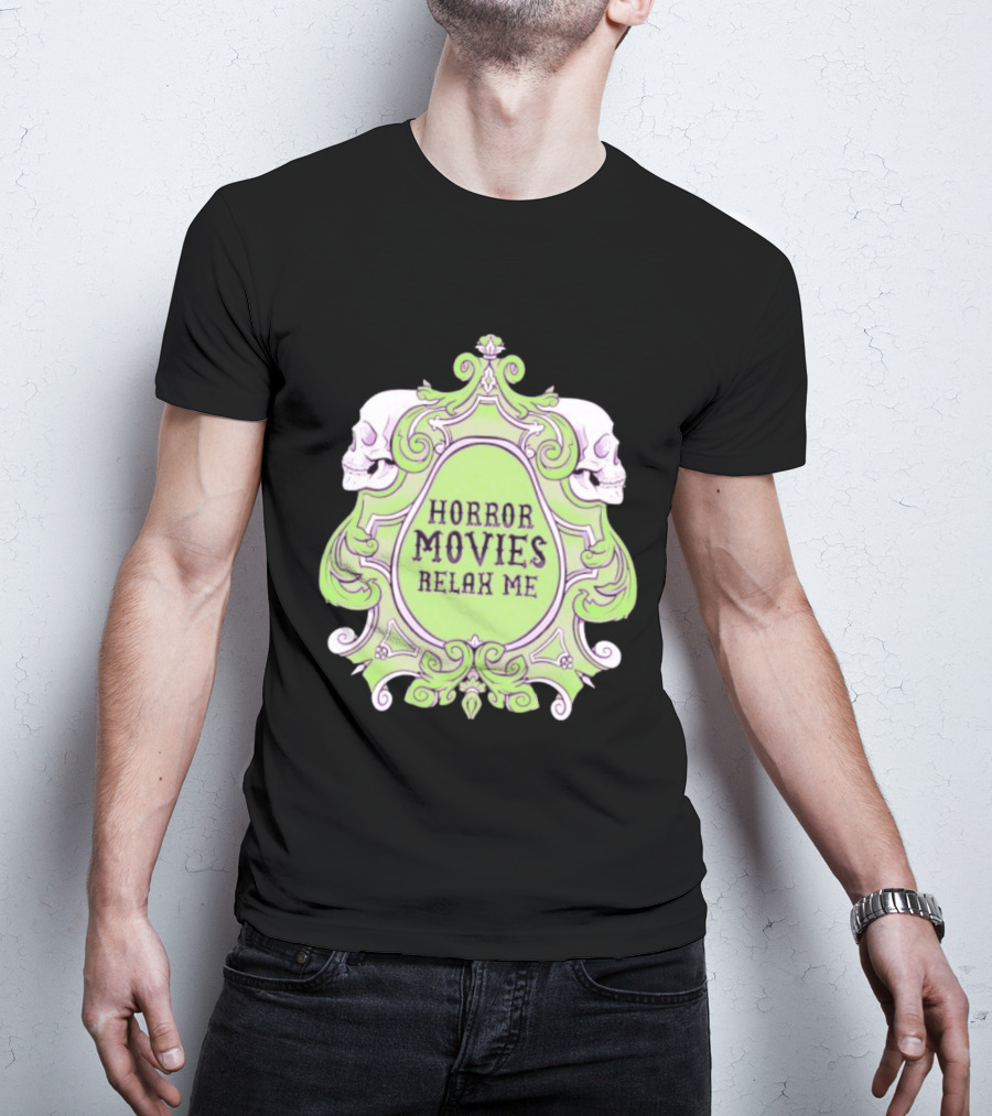 Horror Movies Relax Me Spooky Aesthetic Skulls Gothic Frame T-Shirt