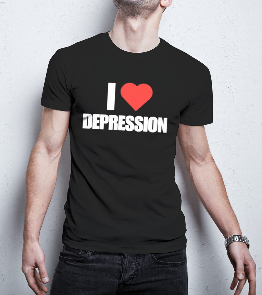 I Heart Depression Text With Red Love T-Shirt
