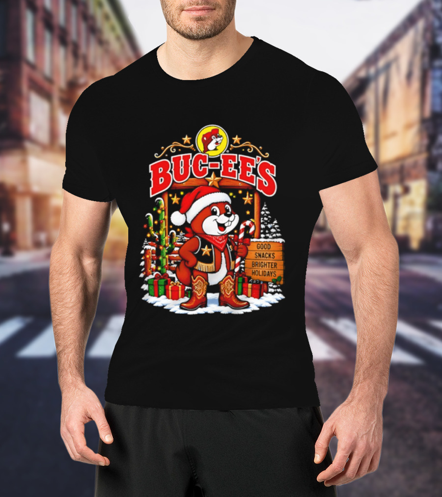 Buc Ee's Sleighs The Holidays Good Snacks Brighter Days Christmas T-Shirt