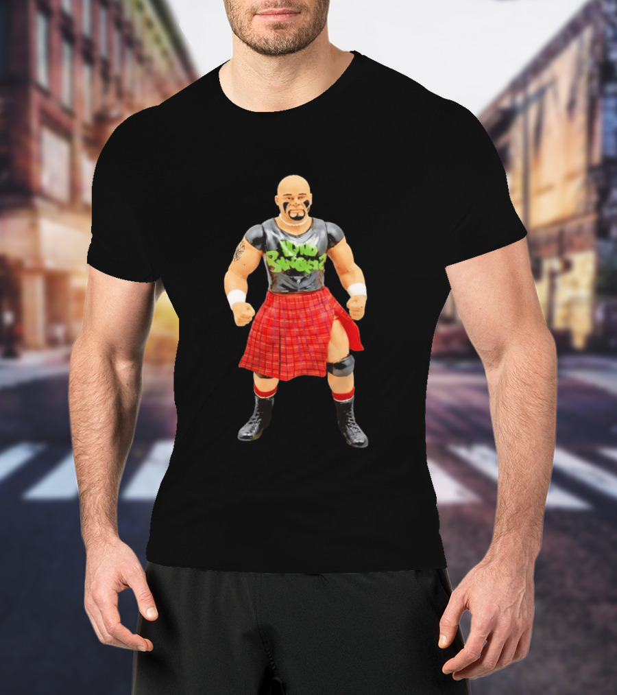 Loud Knockers Wrestling Figure In Red Plaid Skirt T-Shirt