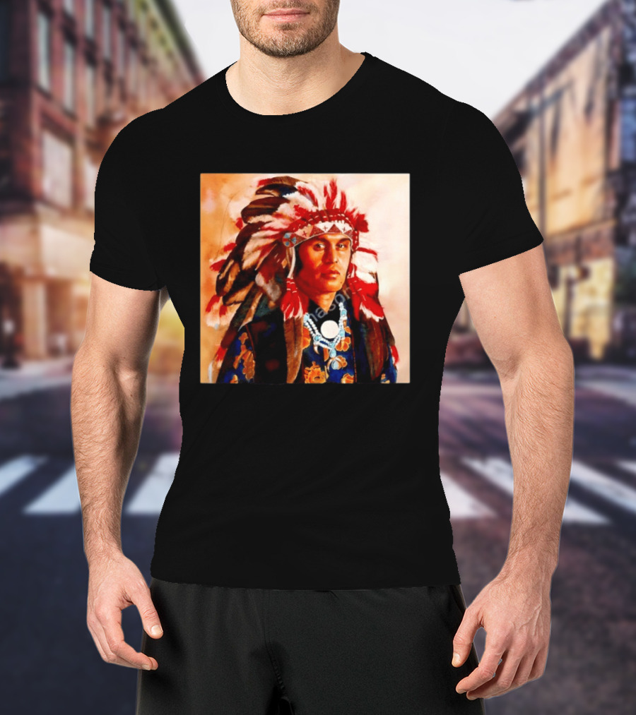 Chief Kirk Native American Indigenous Headdress And Traditional Attire T-Shirt