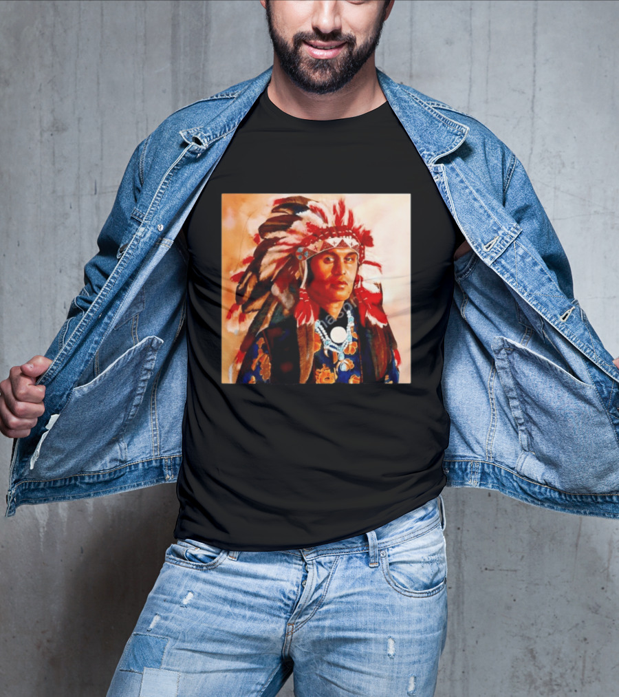 Chief Kirk Native American Indigenous Headdress And Traditional Attire T-Shirt