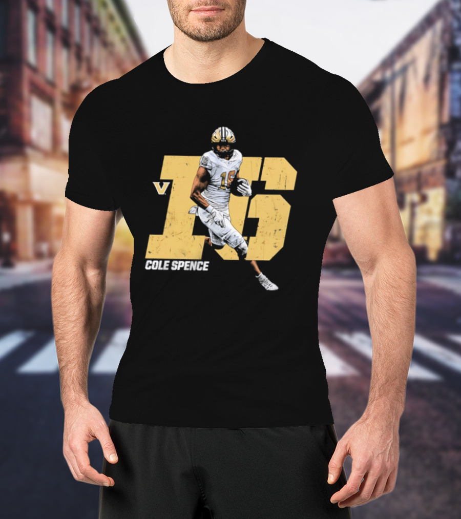 Vanderbilt Commodores Cole Spence 16 NCAA Football Player Pose T-Shirt