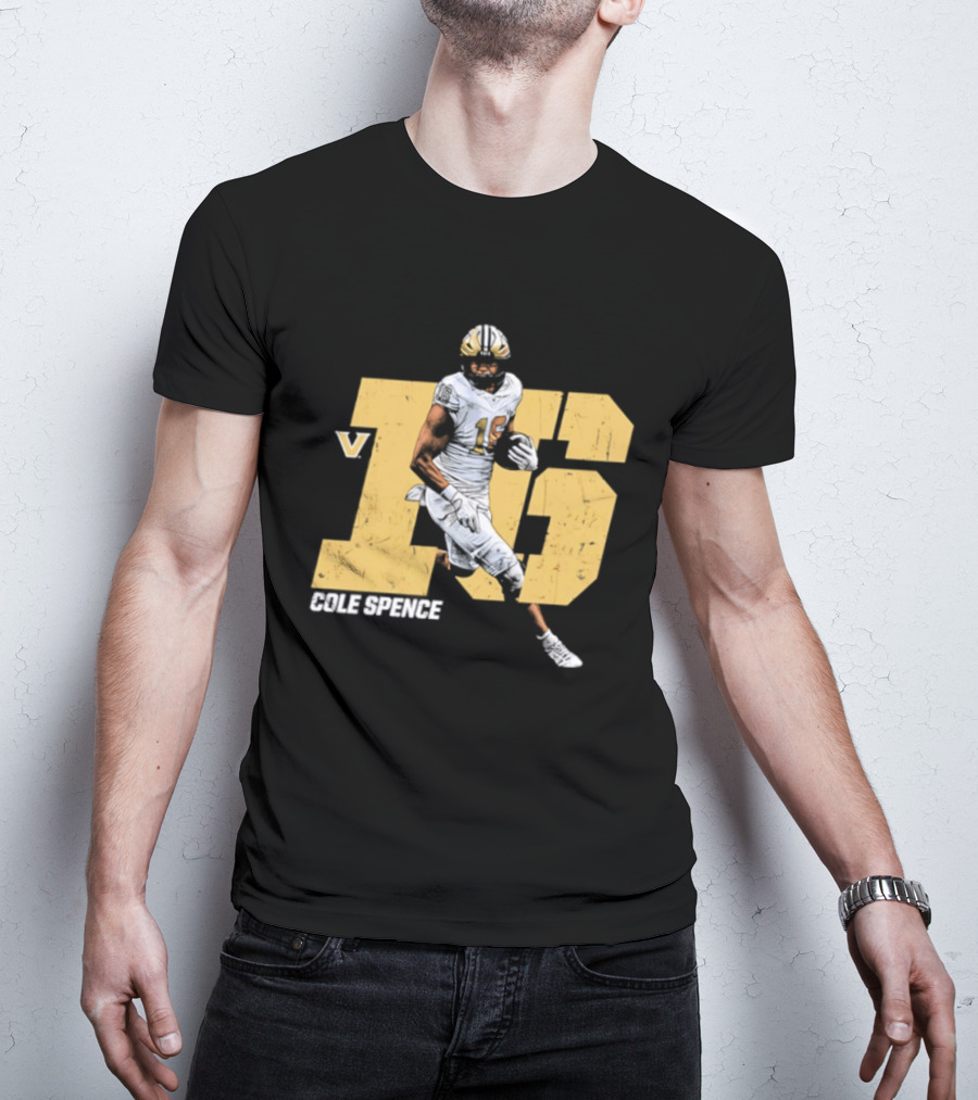 Vanderbilt Commodores Cole Spence 16 NCAA Football Player Pose T-Shirt