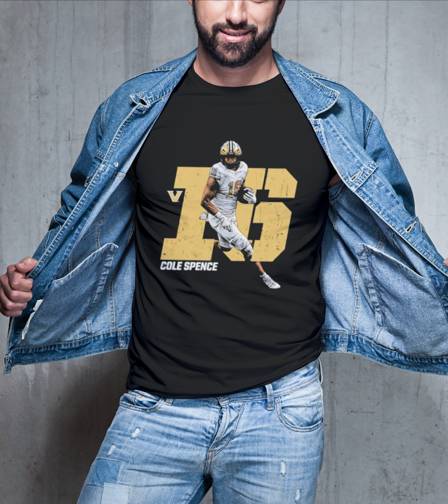 Vanderbilt Commodores Cole Spence 16 NCAA Football Player Pose T-Shirt