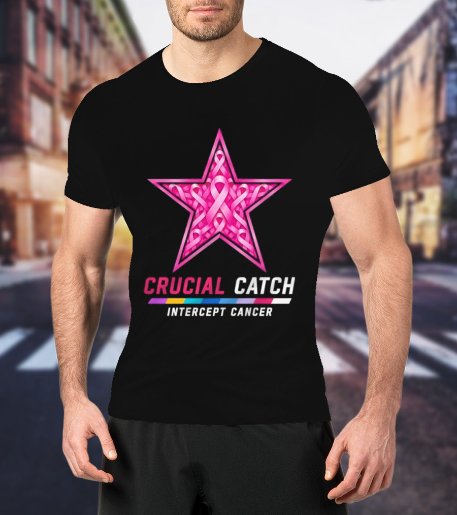 Dallas Cowboys 2026 Crucial Catch Intercept Cancer Pink Ribbon Star T-Shirt