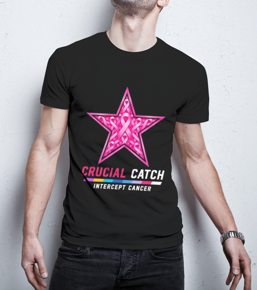 Dallas Cowboys 2026 Crucial Catch Intercept Cancer Pink Ribbon Star T-Shirt