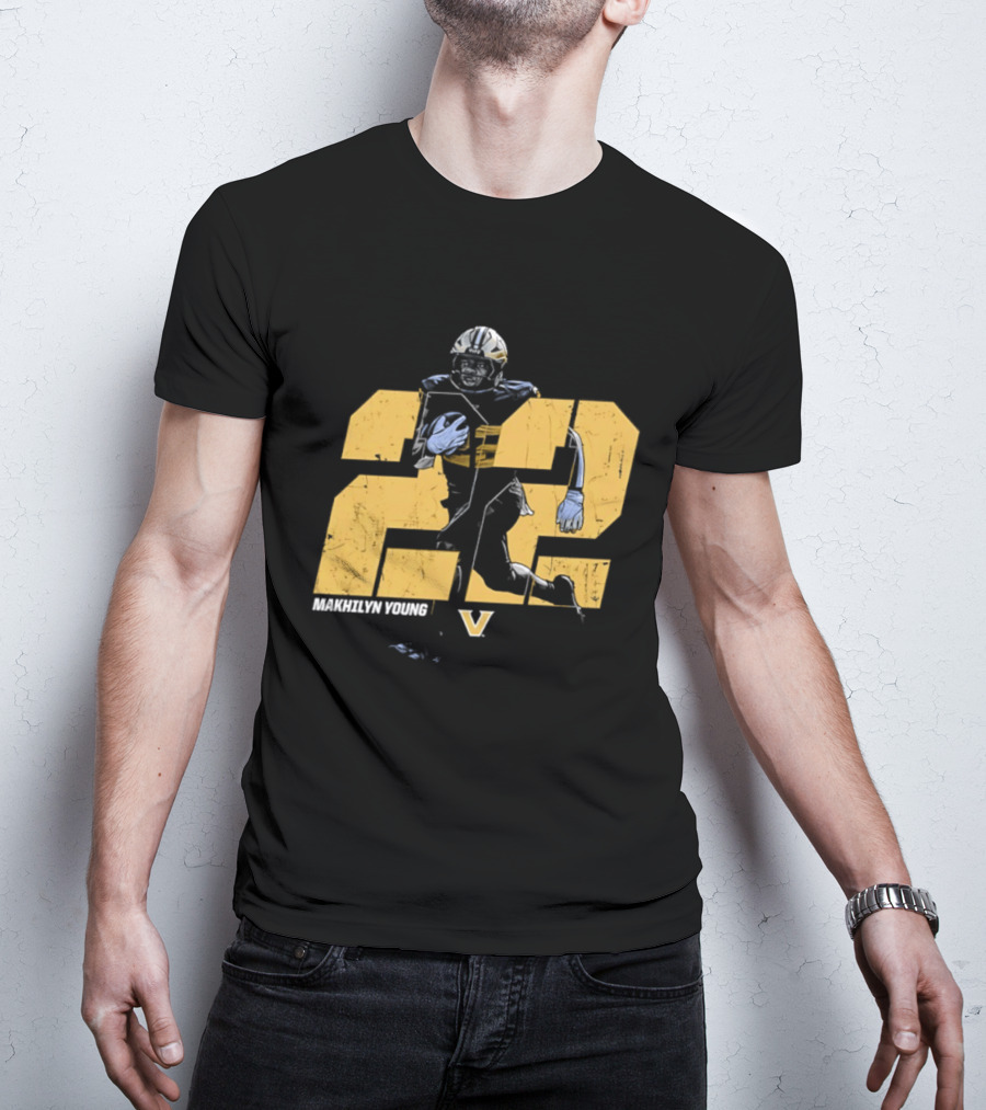 Makhilyn Young 22 Vanderbilt Commodores NCAA Football Player V T-Shirt