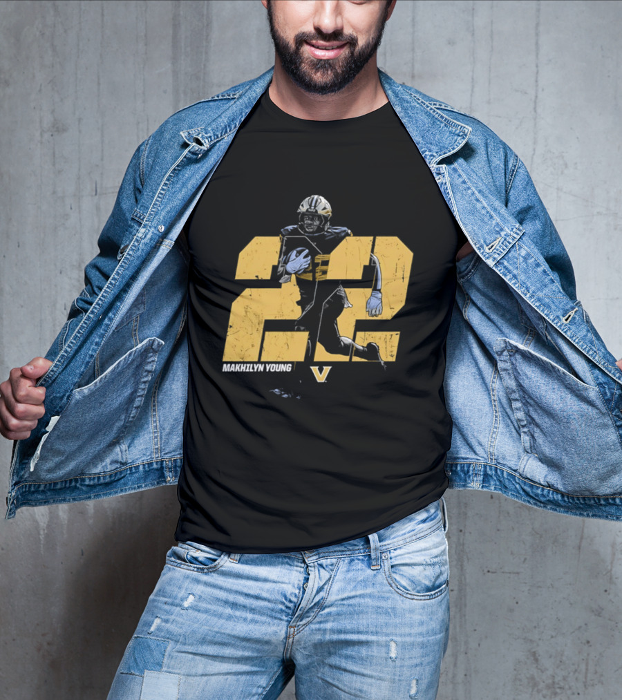 Makhilyn Young 22 Vanderbilt Commodores NCAA Football Player V T-Shirt