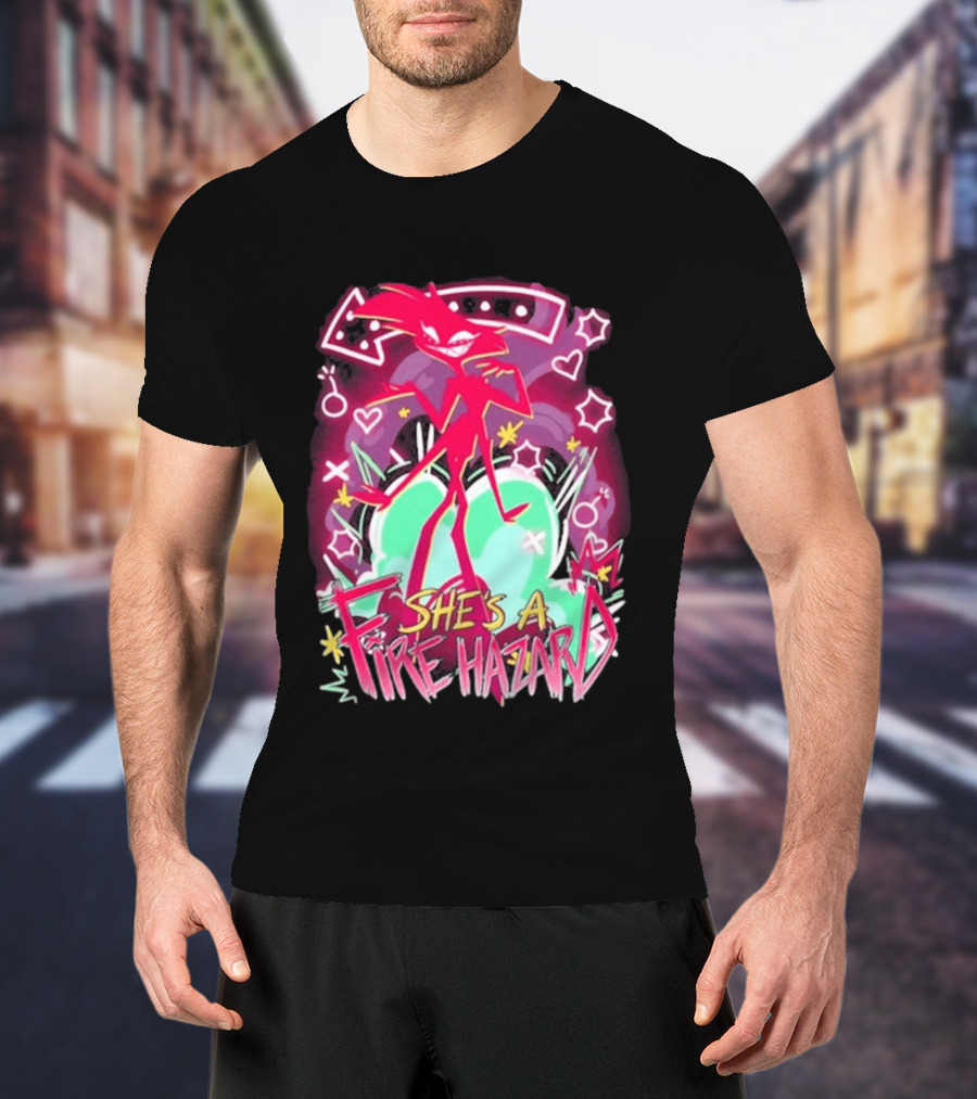 Hazbin Angel Dust She's A Fire Hazard T-Shirt