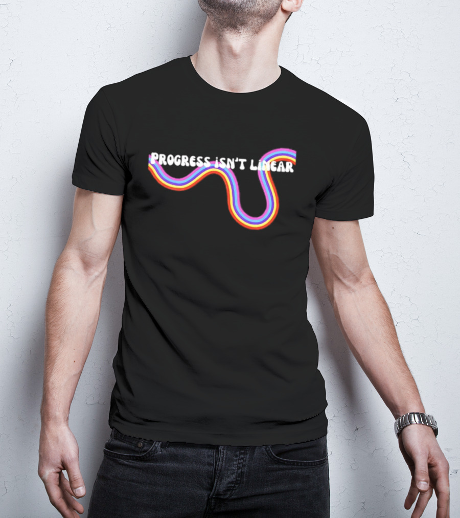 Progress Isn't Linear Rainbow Ribbon Curve T-Shirt